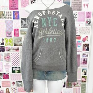 aeropostale grey off shoulder nyc sweatshirt size medium